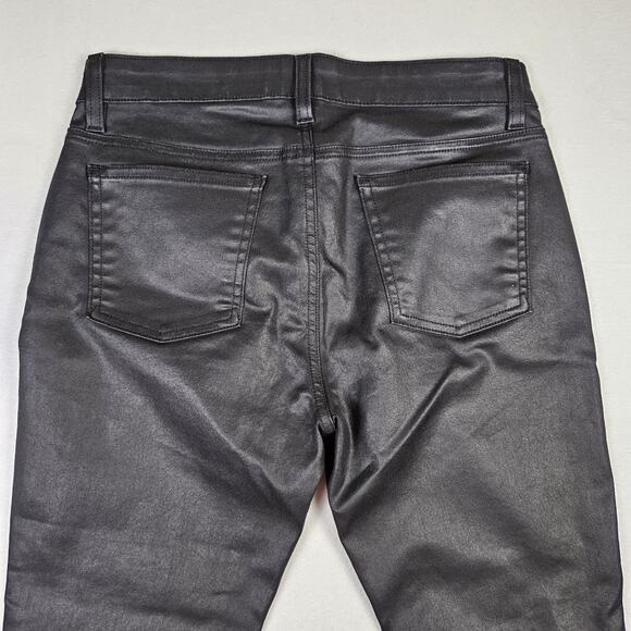 Eileen Fisher Womens Waxed Organic Cotton Stretch Denim Pant Black Biker Chic 4 - Picture 8 of 16